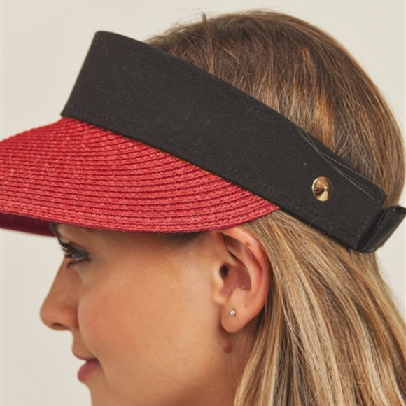 #69 Red & Black Sun Visor hat - Picture 4 of 5